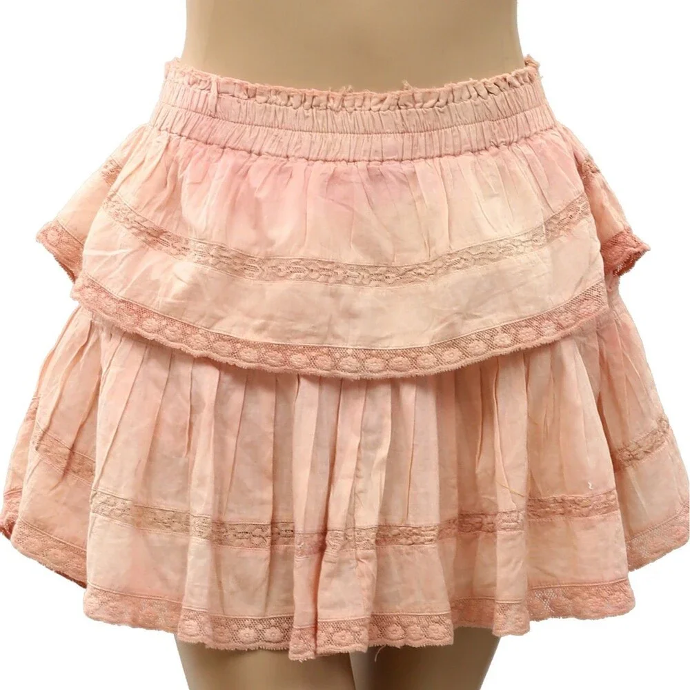 Loveshackfancy Ruffle Girls Mini Skirt Lace Trim Smocked Cotton 12 Years 288319